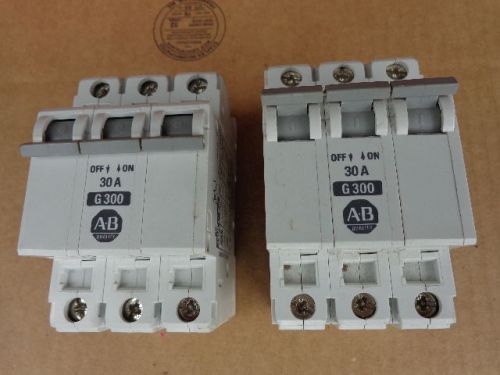 (2) ALLEN-BRADLEY 1492-CB3-G300 SERIES B CIRCUIT BREAKERS