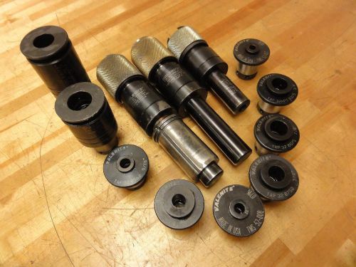 (3) #2 1&#034; Valenite STRAIGHT SHANK QUICK CHANGE TAPPING ADAPTER &amp; (9) TAP COLLETS