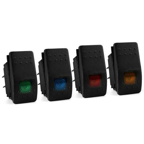 4Color 4Pin Waterproof 12V 20A Bar Rocker Toggle Switch LED Light Car Boat MA448