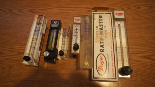 Lot of (6) rotameters (flow meters), 2 new, 4 clean used