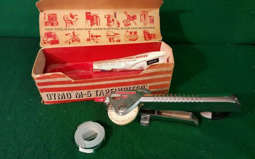 Vintage Dymo Tapewriter M-5 w/ Original Box Label Maker Labels Tape Sticker Roll