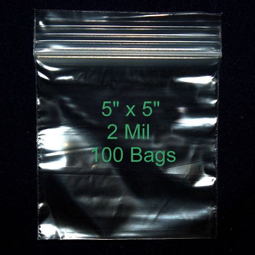 CLEAR RESEALABLE ZIPLOCK BAGS 5X5 &#034; 100 BAGS 5&#034; x 5&#034; BAG