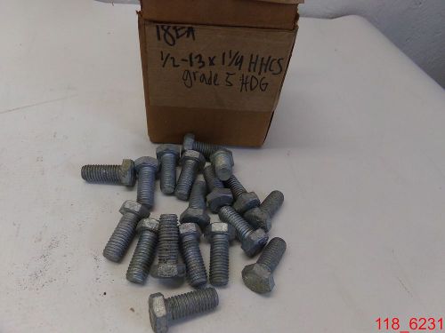 Qty=18 1/2-13 x 1-1/4 Hex Head Cap Screws Grade 5 Plain Steel Bolts