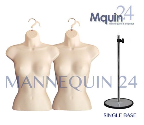 2 PCS of FLESH FEMALE TORSOS +1 METAL STAND +2 HANGERS WOMAN DISPLAY MANNEQUINS