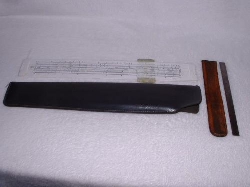 VINTAGE PICKETT #120 SLIDE RULE &amp; L.S.S. CO. #338R 6&#034; METAL RULER LEATHER CASES