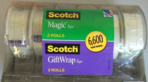 3M SCOTCH GIFT WRAP TAPE 3 ROLLS MAGIC TAPE 3 ROLLS WITH DISPENSER MATTE FINISH