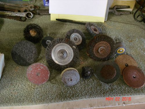 LOT OF 14 STEEL BRUSH,GRINGING STONE,SANDING DISC FOR DRILLS