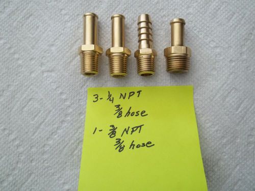 3/8&#034; ID HOSE X 1/4&#034; MALE NPT BRASS FUEL FITTING Qty 3 &amp; Qty 1 3/8NPT to 3/8 Hose