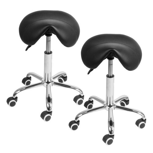 2 Hydraulic Rolling Swivel Stool Adjust Tattoo Facial Massage Spa Salon Black