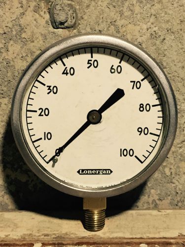 A 1950&#039;s Vintage Brass LONERGAN Pressure Gauge, Steampunk, Antique, Steam