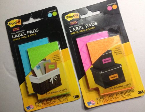3M Post-it Full Adhesive Label Pads - 2 pads per pack (2 packs/4 pads total)