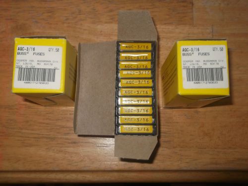 AGC-3/16  BOX OF 50 IN 5 PAKS  NEW BUSSMANN  1/4X1 1/4