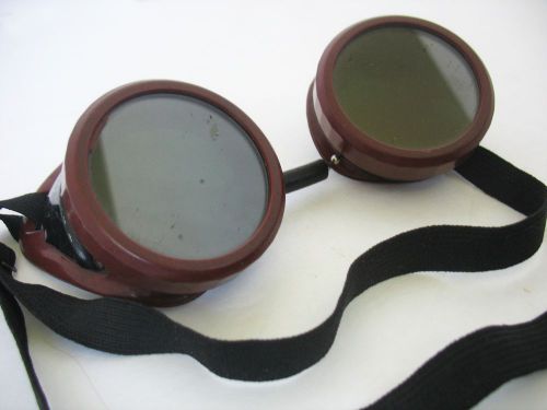 Vtg welding goggles welsh safety glasses 1940’s protective eyewear tinted lense for sale