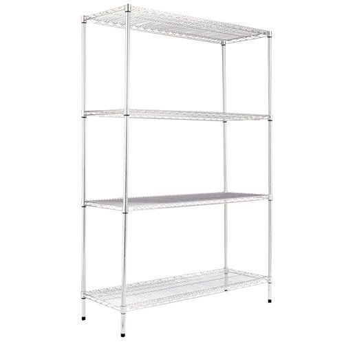 48&#034; x 18&#034; 4-Shelf Wire Shelving Unit, Silver Storage home Restaurant AB967740