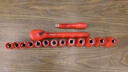 Knipex High Voltage 1/2&#034; Drive Socket Set 15pc 1000V Plus Klein Nut Drivers