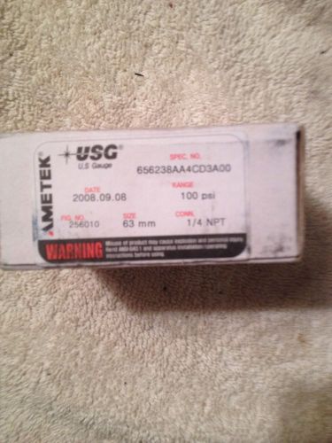 USG, NIB, 0-100psi SS Bottom Mount Glycerin Filled 656238AA4CD2A00 gauge