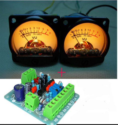 2pcs VU Panel Meter VU Audio Level Amp with Warm Back Light + One Driver Board