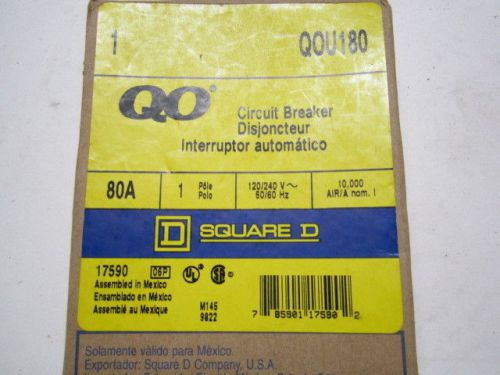 SQUARE D QOU180 1 POLE 80 AMP CIRCUIT BREAKER **NEW**