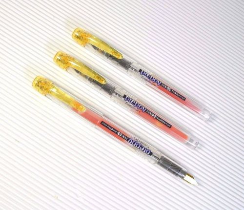 3pcs clear YELLOW Platinum Preppy Fountain Pen 0.3 F nib PPQ-200 YELLOW ink