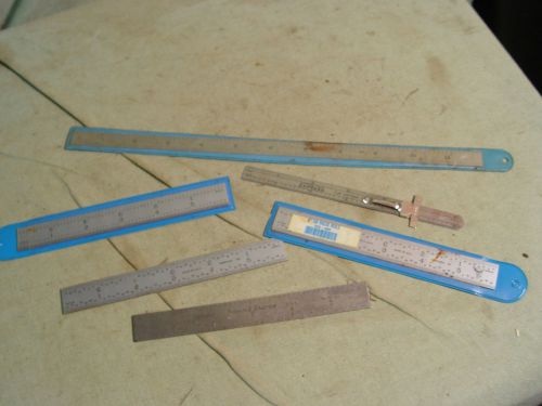 Estate Vintage Lot Of 6 Machinist Steel Rule Rules Tools