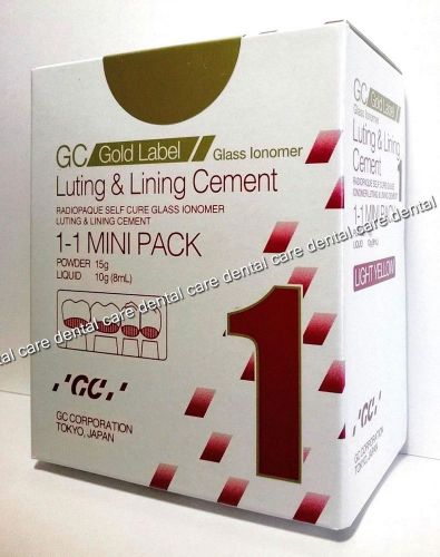 PACK OF 5x GC FUJI 1 LUTING &amp; LINING GLASS IONOMER CEMENT Powder-15g,Liquid-8ml