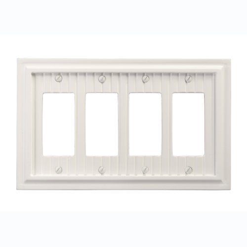 Amertac 179r4w cottage composite wood quad rocker-gfci wallplate, white new for sale