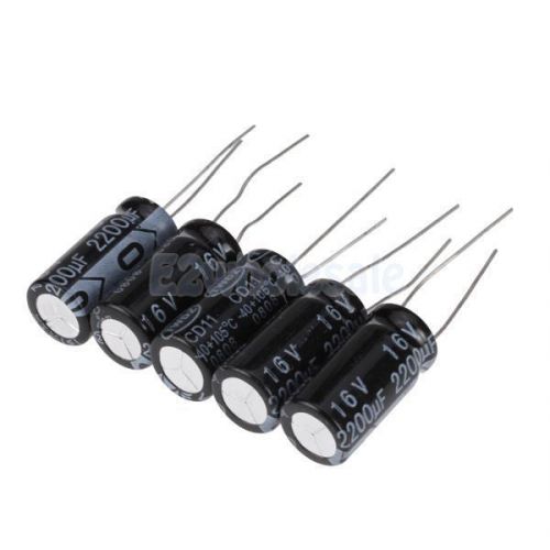 5 Electrolytic Capacitor 16V 2200uF for Repairing DIY Reduce Internal Resistance