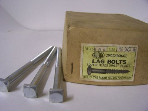 5/16&#034; x 5 1/2&#034; Square Head Lag Bolts Gimlet Point Zinc Chromate Qty. 25