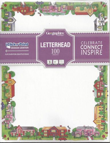 Geographics Letterhead stationary Neighborhood paper pkg 100 sheet 8.5 x 11  New