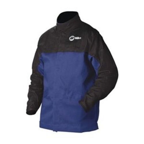 Miller electric combo weld jkt, royal/blk, ctn/leather, 2xl for sale