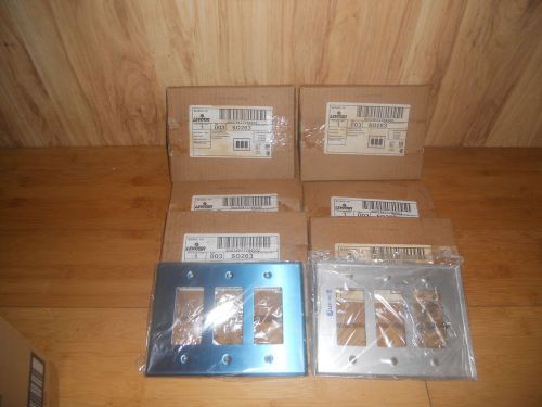 (Lot of 6) Leviton 3 Gang Decora Stainless Steel Wallplates New