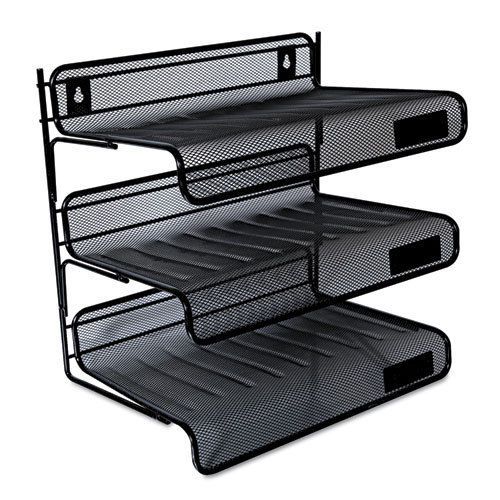 Universal One Mesh Three-Tier Desk Shelf, Letter, Black - UNV20006 (6 case!)