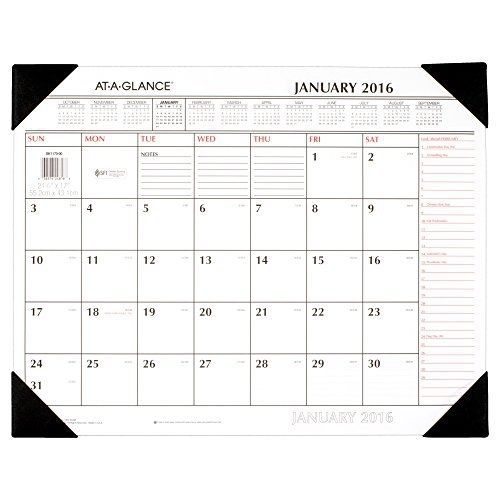 At-A-Glance AT-A-GLANCE Monthly Desk Pad Calendar 2016, Two Color, 21-1/4 x 17