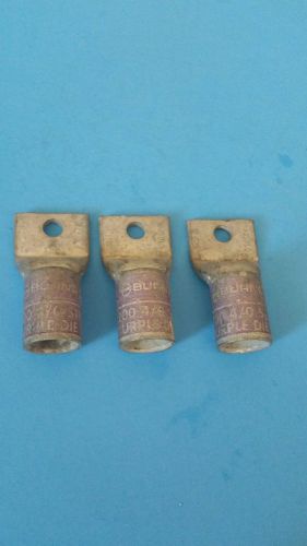 Burndy Copper Compression Lugs 4/0 AWG 1 Hole 1/4&#034; Stud Part# YA28L2,Bag of 3