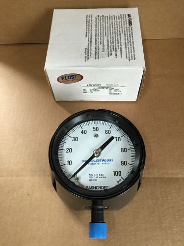 ASHCROFT DURAGAUGE PLUS 45-1279-SS-04L-100# Pressure Gauge, 4 1/2 inch, 100 PSI