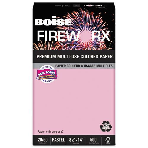 FIREWORX Colored Paper, 20lb, 8-1/2 x 14, Powder Pink, 500 Sheets/Ream