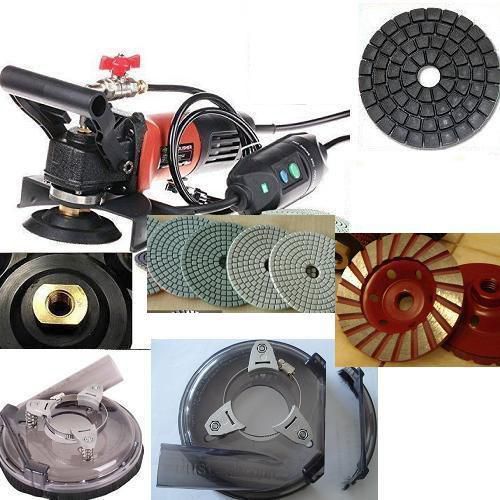 4&#034; Variable Speed Granite Wet Polisher 20 Pad 2 BUFF 2 Coarse Cup Dust Shroud