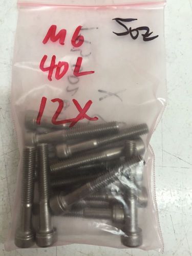 Socket Cap Screw M6 X 1.0 X 40L Stainless, 12 Pcs