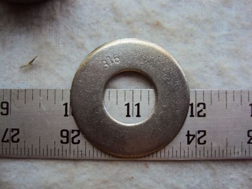 LOT OF 20 ,FLAT WASHERS, 316 STANLESS STEEL ,ID 13/16 , OD 1 7/8 ,