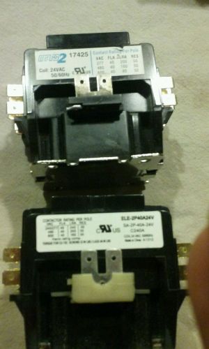 Lot of 2 hvac contactor 24v coil 2 pole 40 amp for sale