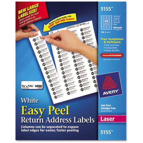 Avery Dennison Ave-5155 Easy Peel Return Address Label - 0.67&#034; 20 Sheets