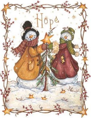 Hope Snowman Xmas HEAT PRESS TRANSFER for T Shirt Sweatshirt Tote Fabric 119e