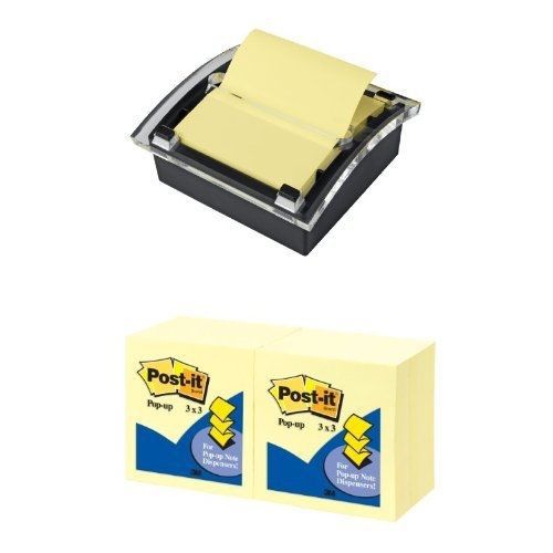 Post-it Pop-up Notes Dispenser, Black Dispenser + Post-it Pop-up Notes, 3 x