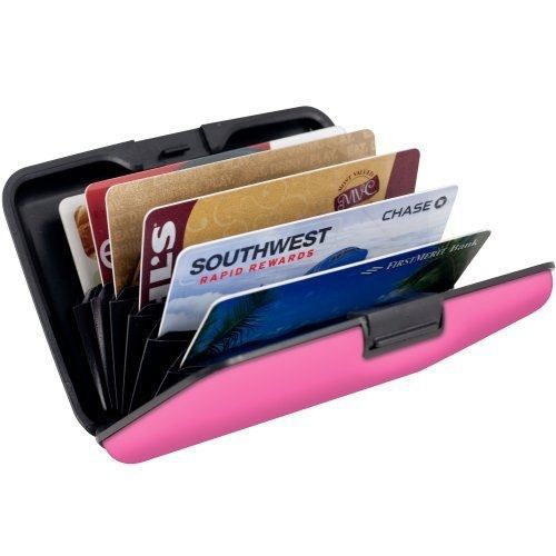 Trademark home 82-4986 aluminum credit card wallet rfid blocking case, pink for sale