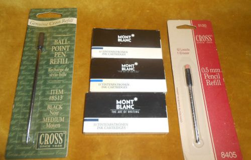 20 Mont Blanc Ink Cartridges and Cross Pen and Pencil Refills