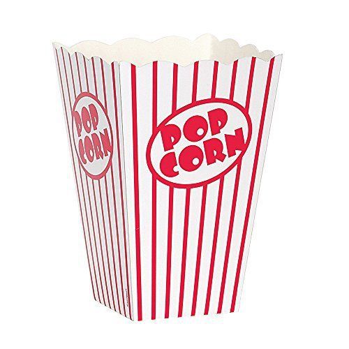 Movie Theater Red White Striped Popcorn Boxes 10ct Vending Tabletop Concession