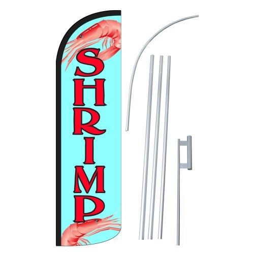 SHRIMP Extra Wide Windless Swooper Flag Jumbo Banner+ Pole /Spike made USA (1)