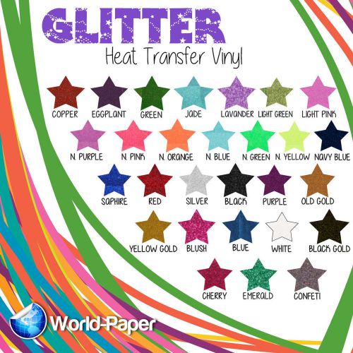 Heat Transfer Vinyl Siser GLITTER Easyweed 5 of 20&#034; X 1Y MIX &amp; MATCH :)