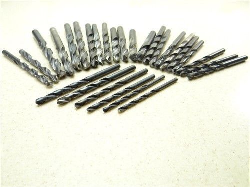 LOT OF 28 HSS STRAIGHT SHANK DRILLS 11/64&#034; TO 29/64&#034; MORSE ATM CLEVELAND