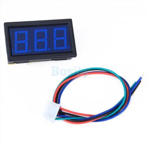 Mini DC 99.9V 3-Digits Blue LED Digital Panel Voltage Meter Voltmeter with Cable